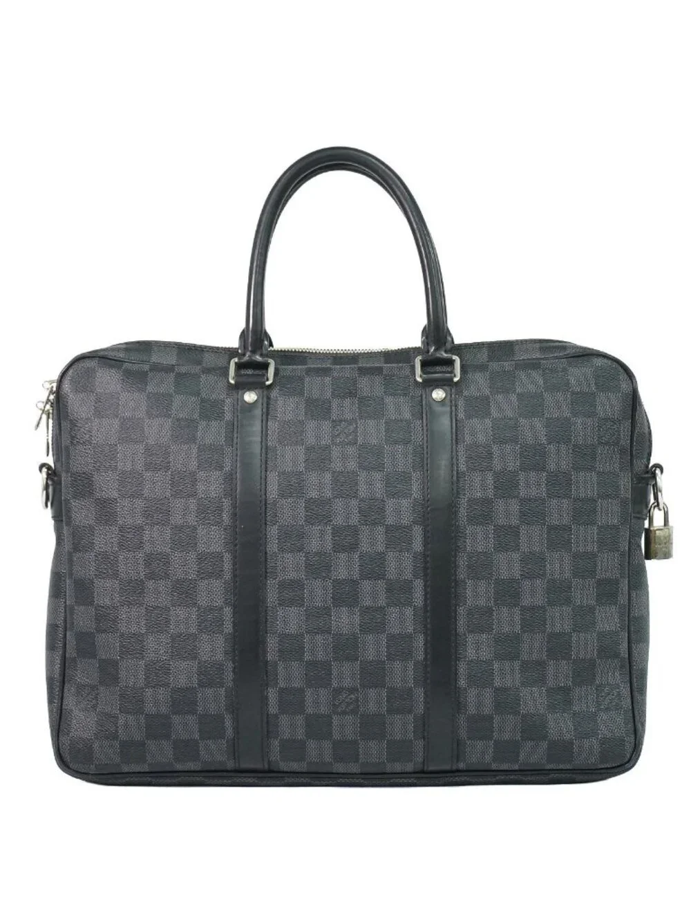 Louis Vuitton LV Porte Document Voyage PM Damier Graphite Business Bag Black